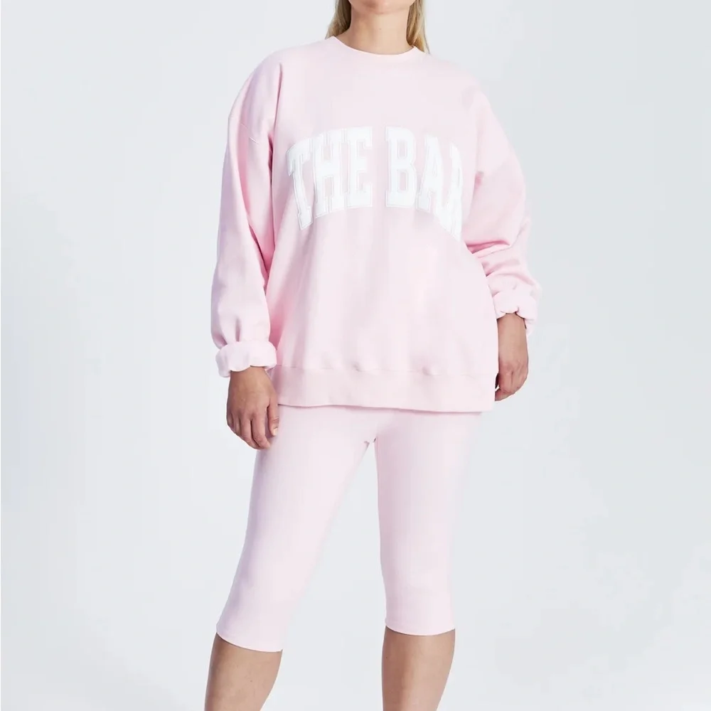 The Bar Blush Pink Varsity Crewneck Sweatshirt - Picture 3 of 9